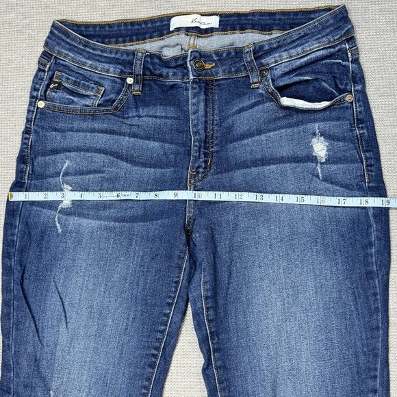 KanCan Womens Blue Distressed Denim Jeans Skinny Leg Mid Rise Size 13/30 - Picture 9 of 13